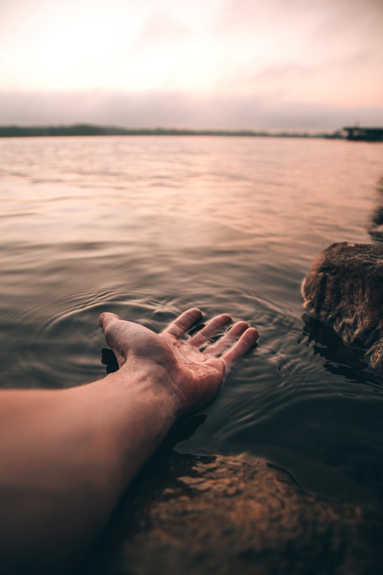 person holding water