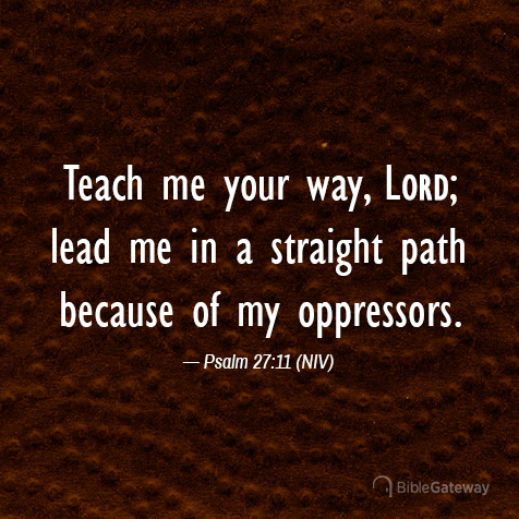 Teach me your way, Lord;
    lead me in a straight path
    because of my oppressors.