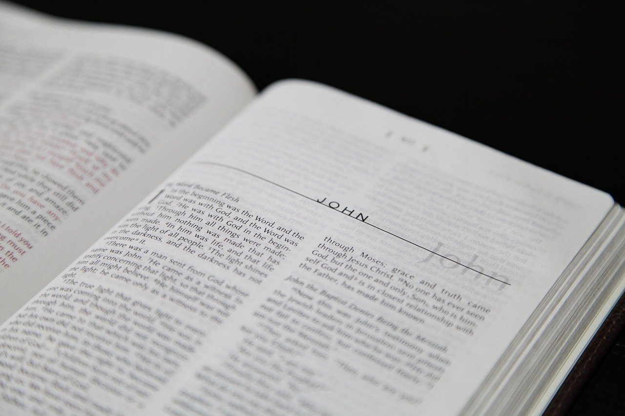 Bible opened to the book of John